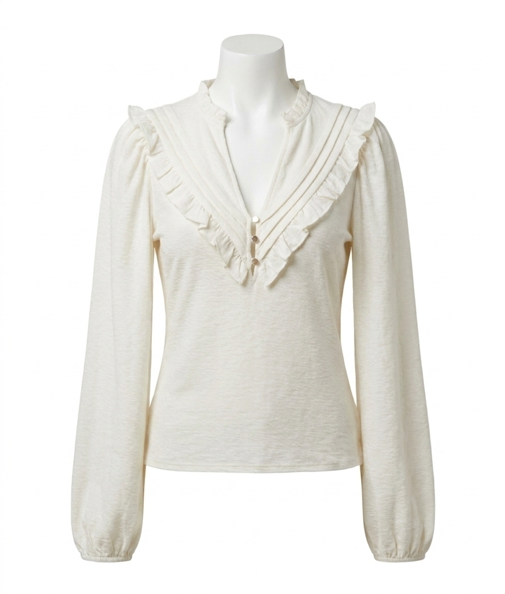 NEW NATION LTD quintana yoked top in off white